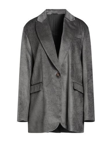 Brunello Cucinelli Woman Blazer Lead Size 12 Viscose, Brass In Grey