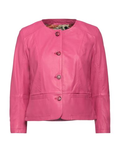 Shop Bully Woman Blazer Fuchsia Size 12 Lambskin In Pink