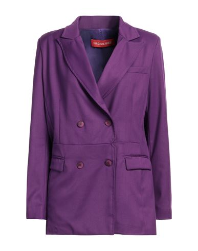 Virginia Bizzi Woman Blazer Deep Purple Size 6 Polyester, Viscose, Elastic Fibres