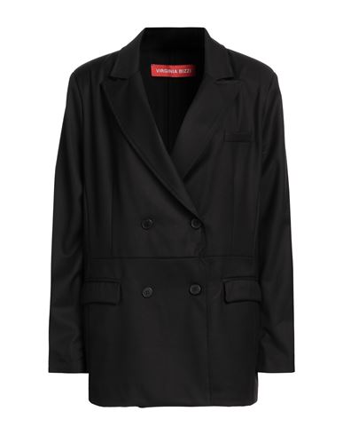 Virginia Bizzi Woman Blazer Black Size 12 Polyester, Viscose, Elastic Fibres