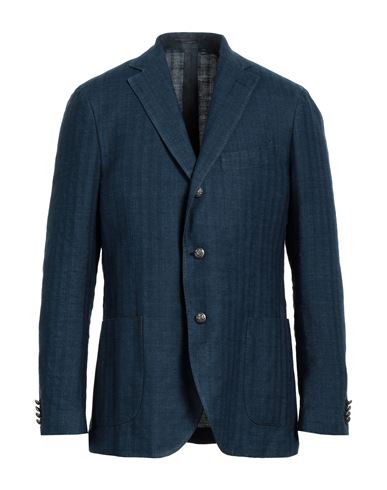 Shop Lardini Man Blazer Navy Blue Size 44 Cotton, Linen