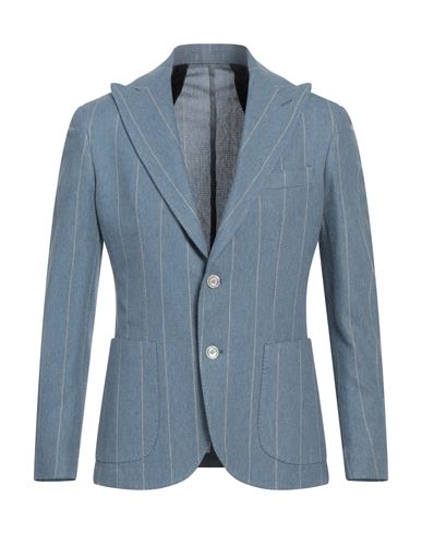 Barba Napoli Man Suit Jacket Pastel Blue Size 44 Cotton