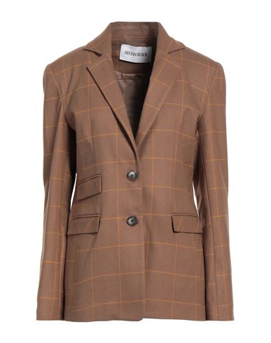 Silvian Heach Woman Suit Jacket Brown Size 12 Polyester