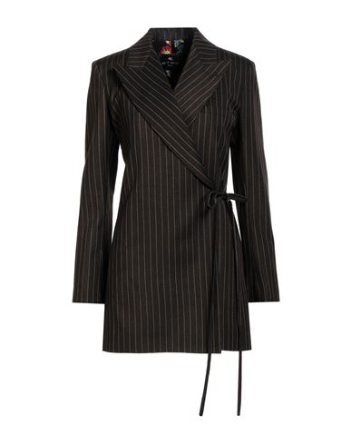 Etro Woman Blazer Dark Brown Size 8 Virgin Wool, Viscose, Polyester