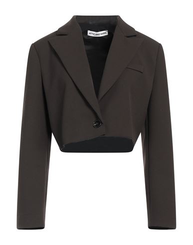 Attic And Barn Woman Blazer Dark Brown Size 8 Polyester, Viscose, Elastane In Black