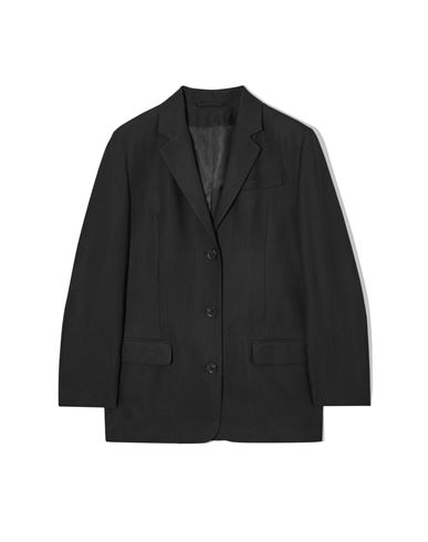 Cos Woman Blazer Black Size 12 Vise, Linen