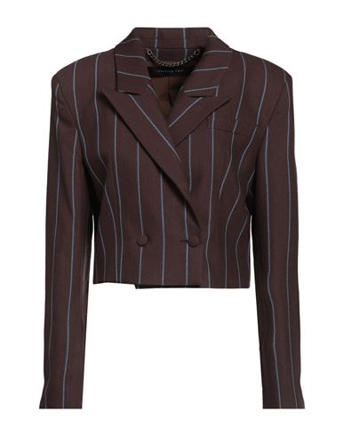 Federica Tosi Woman Blazer Dark Brown Size 8 Polyamide, Wool, Viscose, Elastane, Polyester