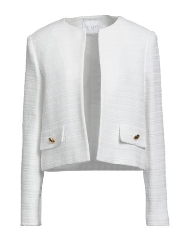 Gaelle Paris Gaëlle Paris Woman Blazer White Size 10 Cotton, Acrylic, Polyester