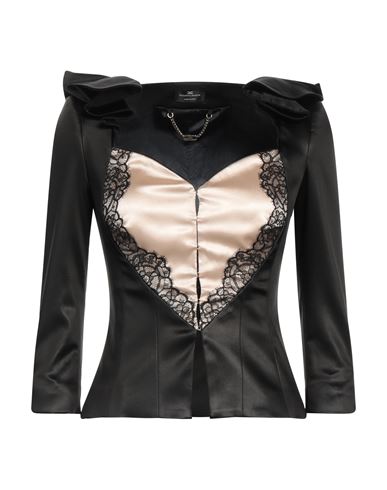 Elisabetta Franchi Woman Blazer Black Size 4 Acetate, Polyamide, Elastane, Polyester