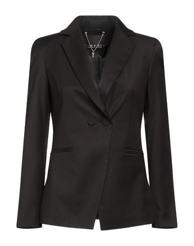 Mdm Mademoiselle Du Monde Woman Blazer Black Size 8 Polyester, Viscose, Elastane