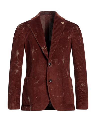 Lardini Man Suit Jacket Brown Size 42 Cotton