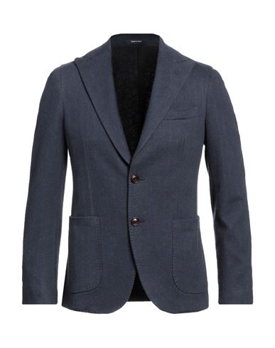 Angelo Nardelli Man Suit Jacket Navy Blue Size 42 Cotton, Virgin Wool, Polyester