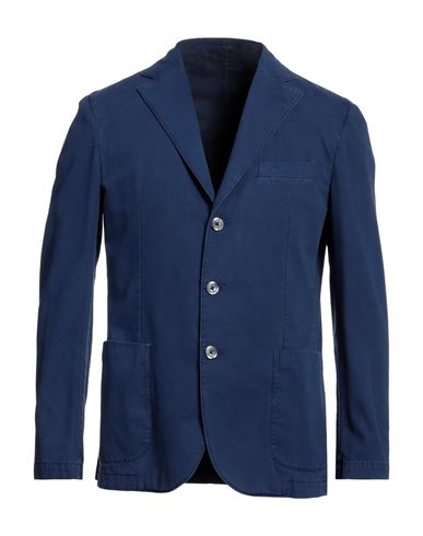 Lubiam Man Suit Jacket Blue Size 44 Cotton