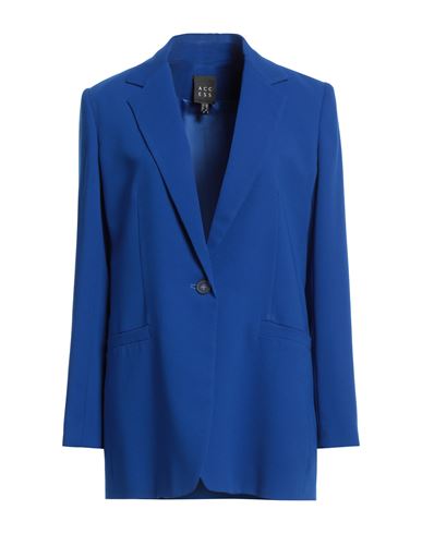 Access Fashion Woman Suit Jacket Bright Blue Size M Polyester