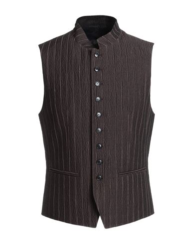 John Varvatos Man Tailored Vest Dark Brown Size 38 Virgin Wool, Cotton, Silk, Polyamide, Elastane