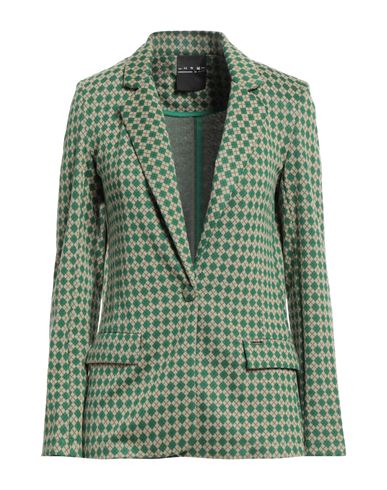 Mdm Mademoiselle Du Monde Woman Blazer Green Size 10 Polyester, Viscose, Acrylic, Elastane