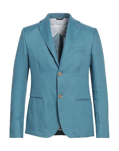 Grey Daniele Alessandrini Man Suit Jacket Pastel Blue Size 44 Linen