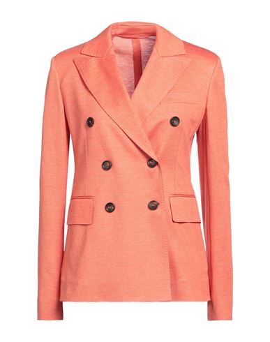 Max Mara Woman Blazer Orange Size 8 Cotton, Linen