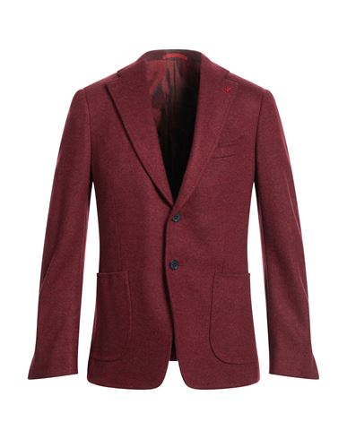 Isaia Man Blazer Burgundy Size 42 Cashmere, Polyamide In Red
