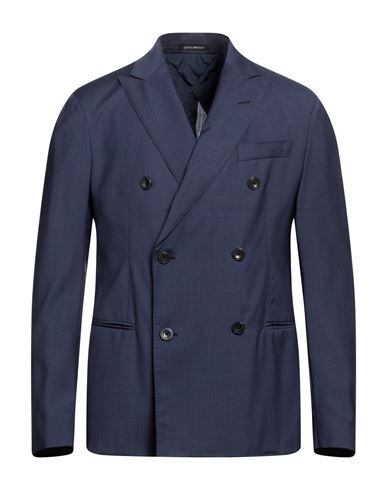 Emporio Armani Man Suit Jacket Slate Blue Size 38 Virgin Wool In Navy Blue