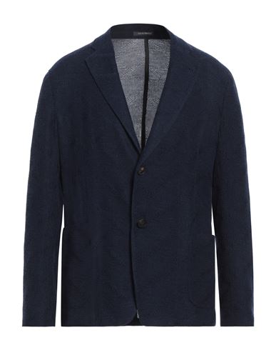 Emporio Armani Man Suit Jacket Slate Blue Size 38 Virgin Wool In Navy Blue