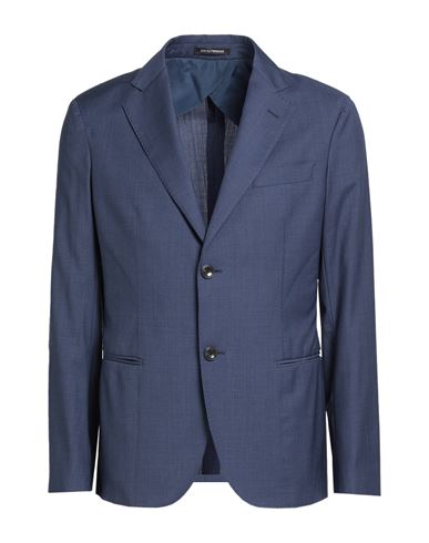Emporio Armani Man Suit Jacket Slate Blue Size 38 Virgin Wool In Blue