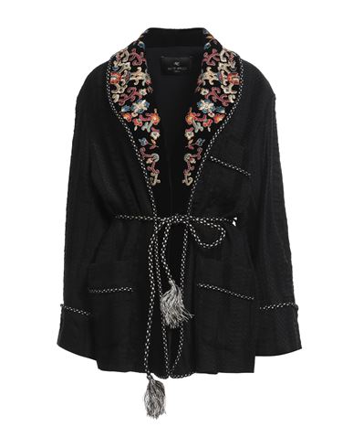 Shop Etro Woman Blazer Black Size 14 Wool, Viscose, Silk, Cotton, Metallic Fiber