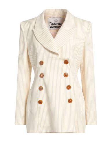 Vivienne Westwood Woman Blazer Ivory Size 6 Virgin Wool, Cotton In White
