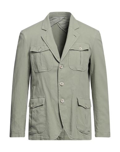 Barbati Man Suit Jacket Sage Green Size 38 Cotton, Linen, Elastane