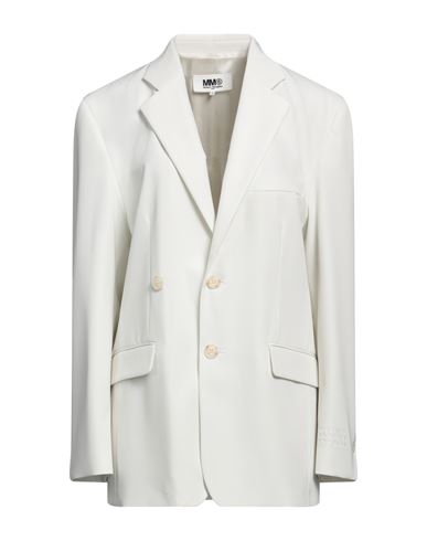 Mm6 Maison Margiela Woman Blazer Ivory Size 2 Polyester, Elastane In White