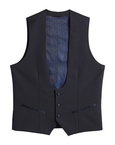 Shop Grey Daniele Alessandrini Man Tailored Vest Midnight Blue Size 42 Wool, Elastane, Cotton, Polyester