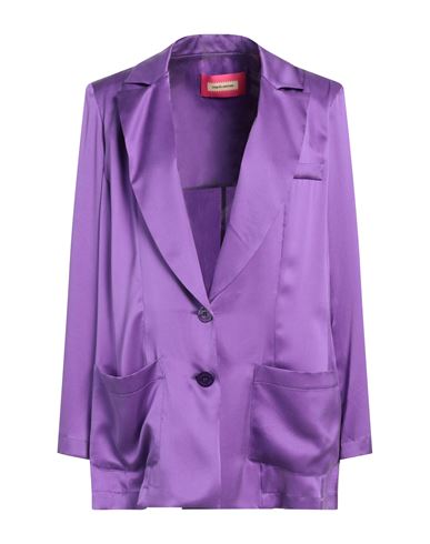 Angelo Marani Woman Suit Jacket Purple Size 12 Silk