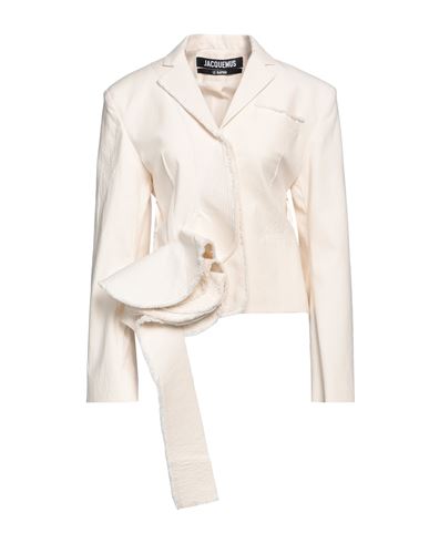 Shop Jacquemus Woman Blazer Ivory Size 6 Cotton In White