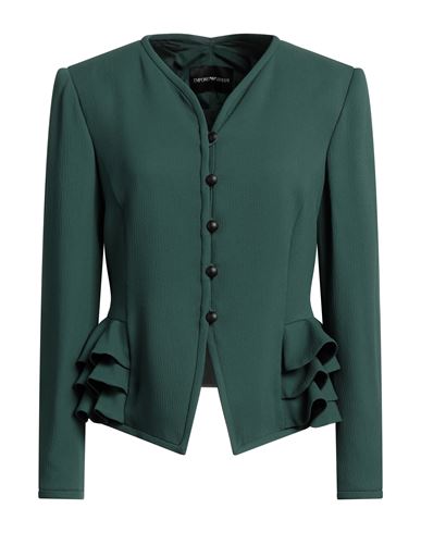 Emporio Armani Woman Blazer Green Size 12 Viscose, Acetate, Polyester