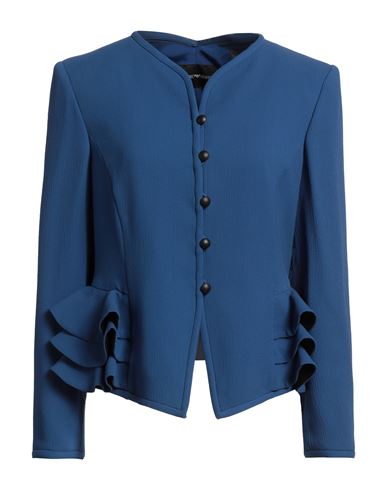 Emporio Armani Woman Blazer Blue Size 14 Viscose, Acetate, Polyester