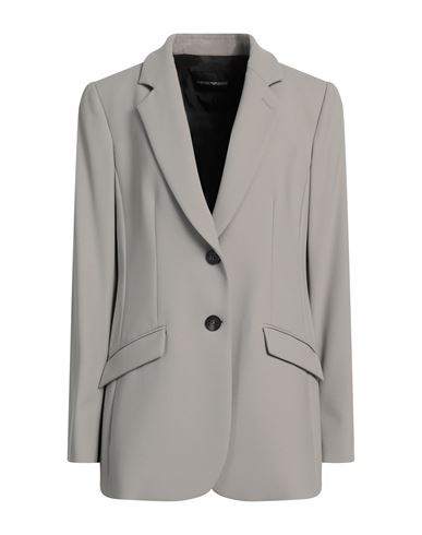 Emporio Armani Woman Blazer Light Grey Size 14 Virgin Wool, Elastane