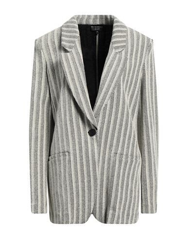 Emporio Armani Woman Blazer Light Grey Size 14 Polyester, Cotton, Lyocell, Polyamide, Elastane