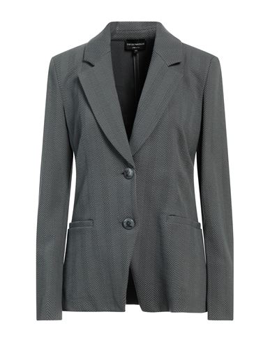 Emporio Armani Woman Blazer Grey Size 8 Cotton, Polyamide, Elastane, Polyester, Silk