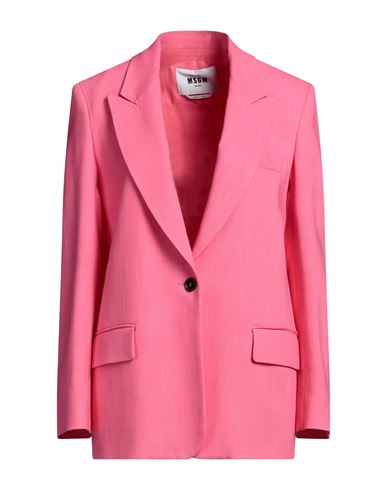 Msgm Woman Blazer Fuchsia Size 10 Viscose, Polyethylene, Elastane In Pink