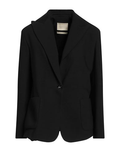 MOMONÍ MOMONÍ WOMAN BLAZER BLACK SIZE 6 VISCOSE, POLYAMIDE 