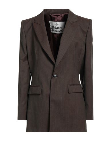 Shop Vivienne Westwood Woman Blazer Dark Brown Size 8 Virgin Wool