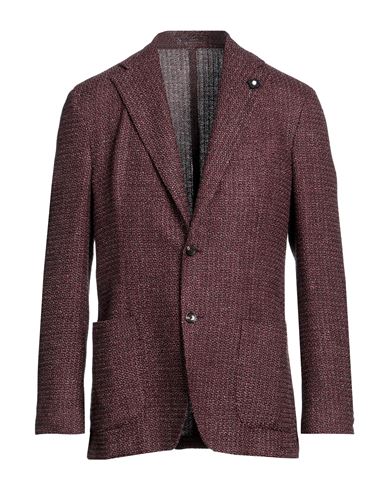 Lardini Man Blazer Burgundy Size 46 Wool, Silk, Cotton, Linen, Polyamide In Red