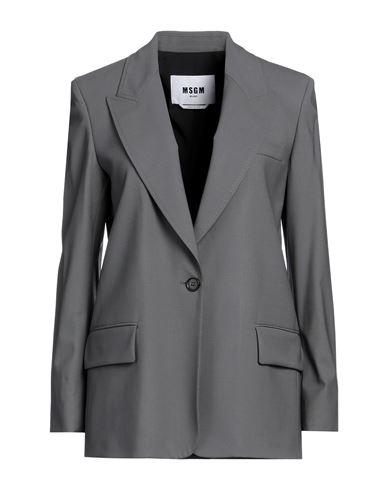 Msgm Woman Blazer Grey Size 6 Virgin Wool, Elastane, Polyester