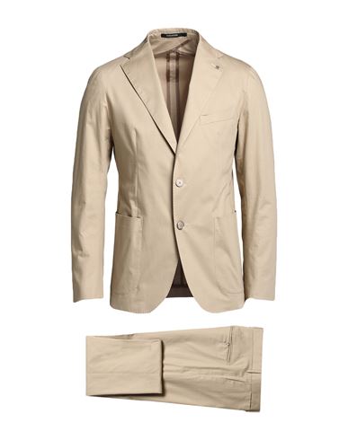 Tagliatore Man Suit Sand Size 40 Cotton, Elastane In Beige