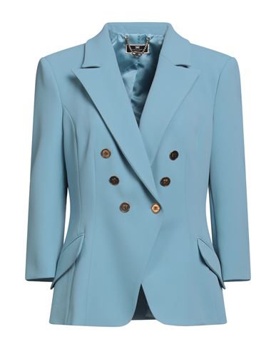 Elisabetta Franchi Woman Blazer Pastel Blue Size 12 Polyester, Elastane In Blue