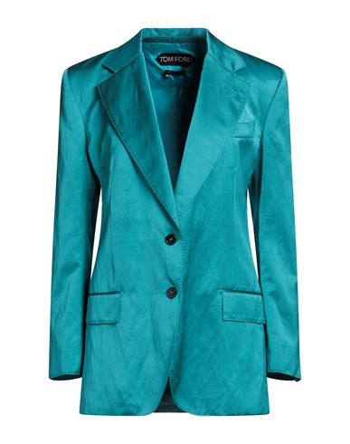 Tom Ford Woman Blazer Turquoise Size 0 Viscose, Linen In Blue