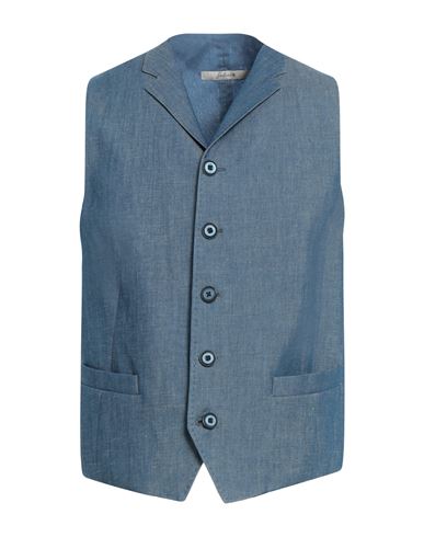 Angelo Nardelli Man Vest Slate Blue Size 40 Linen, Cotton