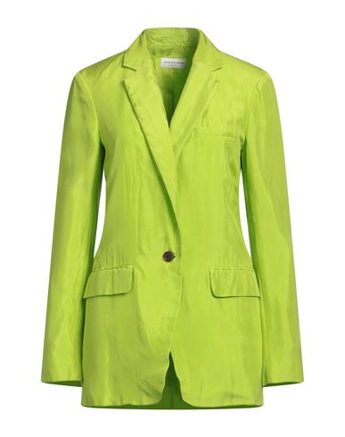 Dries Van Noten Woman Blazer Acid Green Size 2 Silk, Cotton