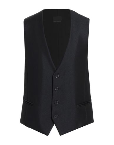 Shop Carlo Pignatelli Man Tailored Vest Black Size 48 Polyester, Virgin Wool