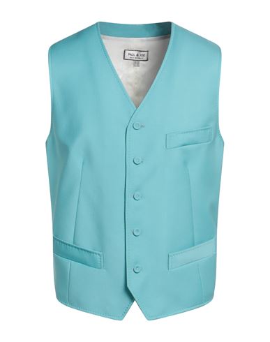 Paul & Joe Man Tailored Vest Turquoise Size 42 Virgin Wool In Blue